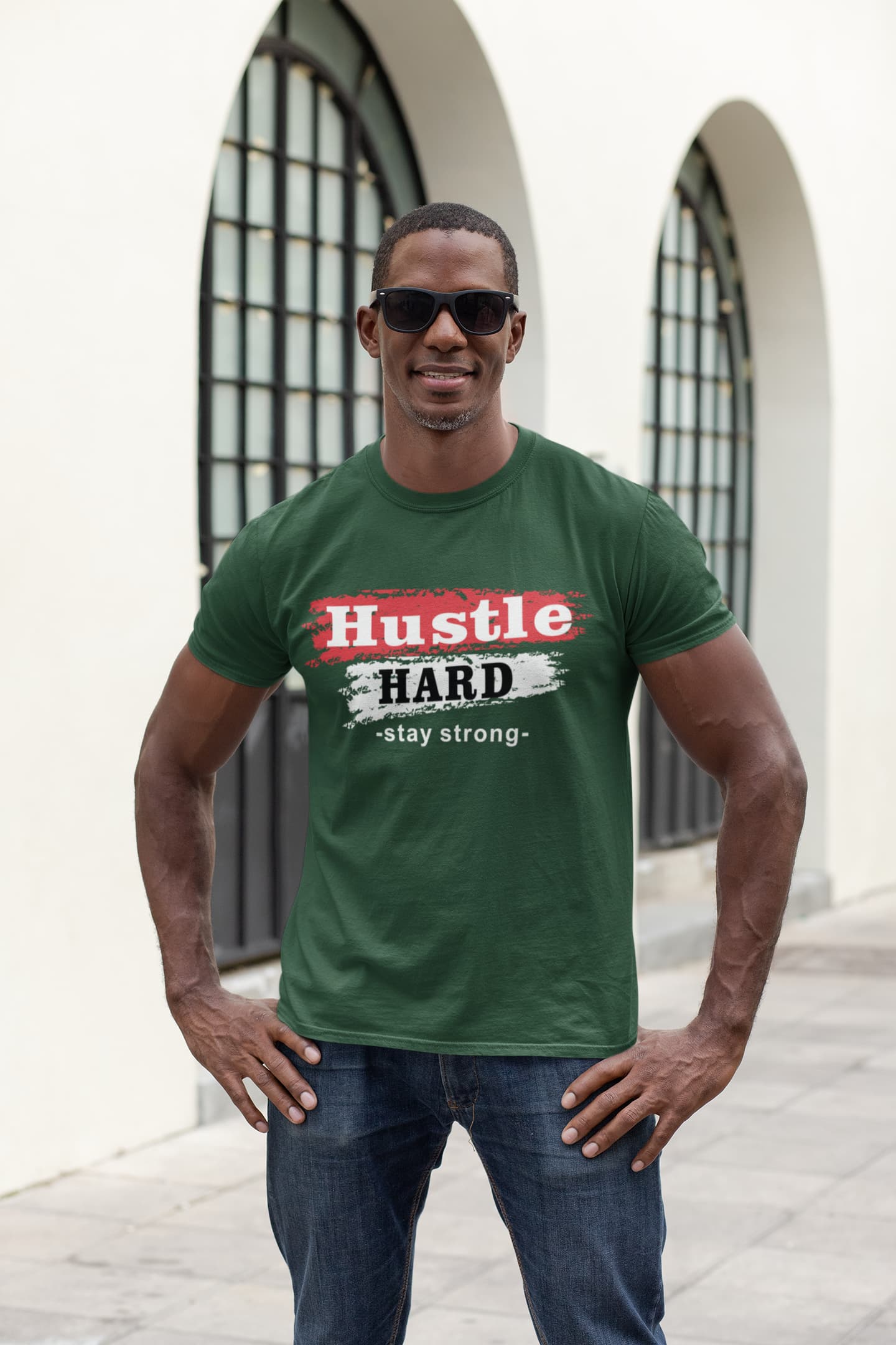 Men's Olive Green Round Neck T-shirts