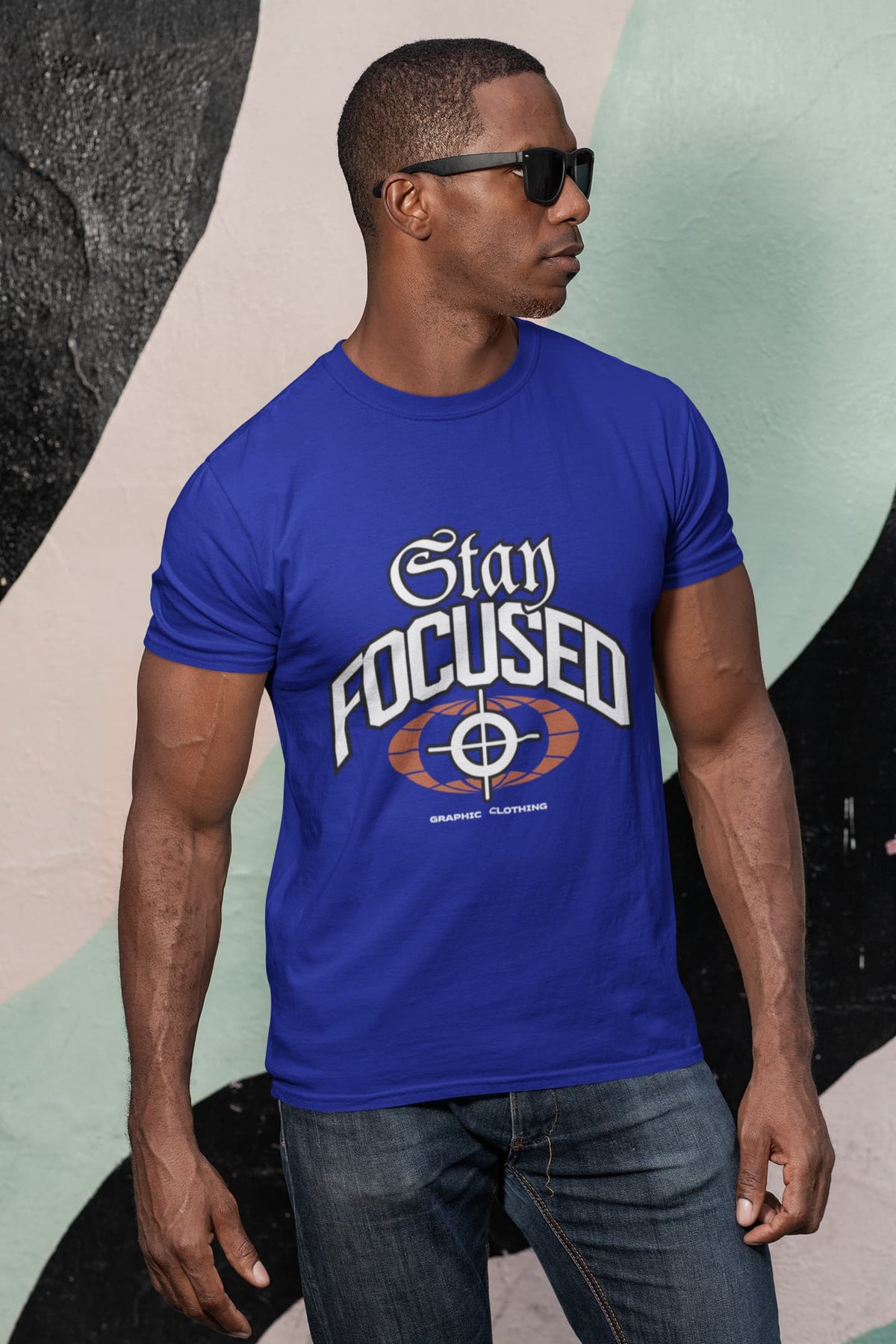 Karavirs® Stream Royal Blue graphic tee for men India