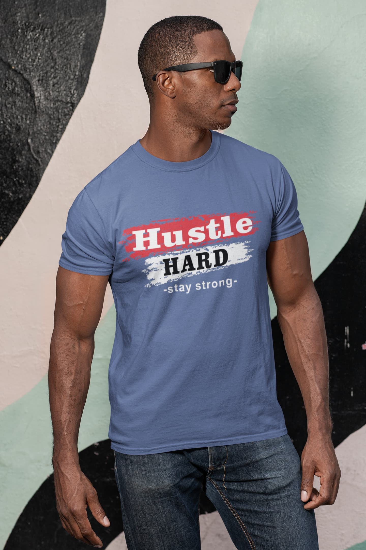 Men's Smoke Blue Round Neck T-shirts