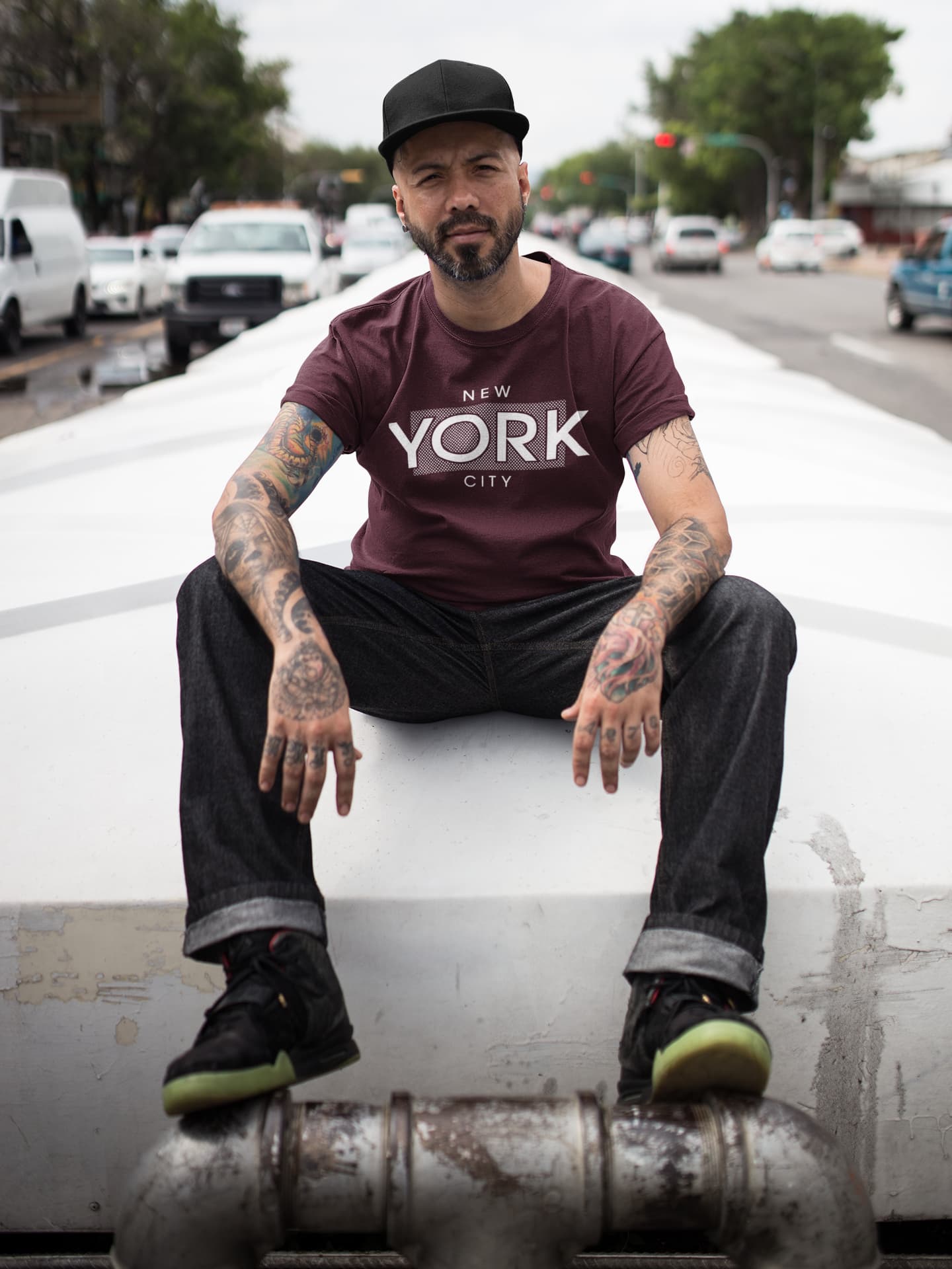 Men's Burgundy Round Neck T-shirts