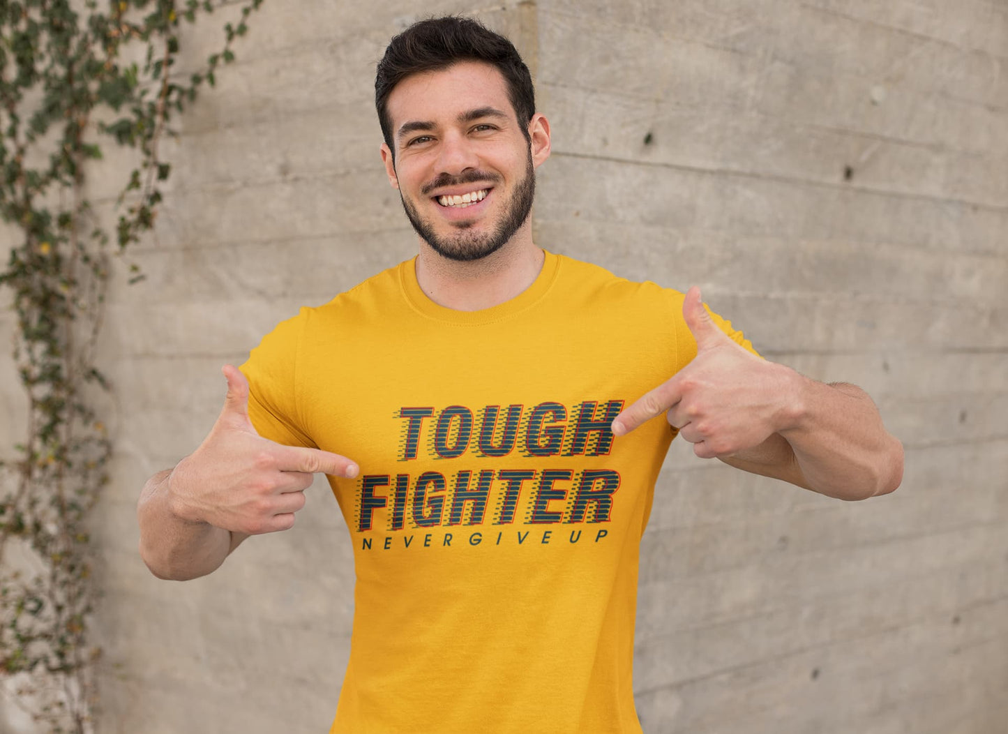 Men's Golden Yellow Round Neck T-shirts