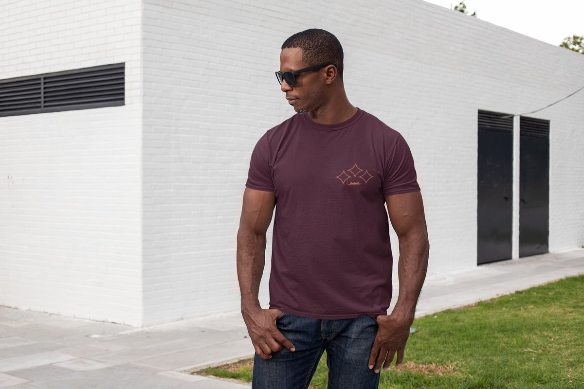 Men's Burgundy Round Neck T-shirt