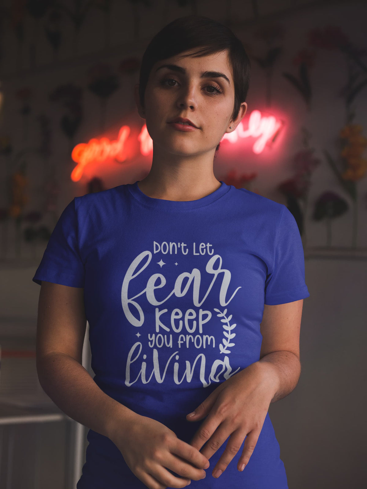 Karavirs® Fearful Royal Blue graphic tee for women India