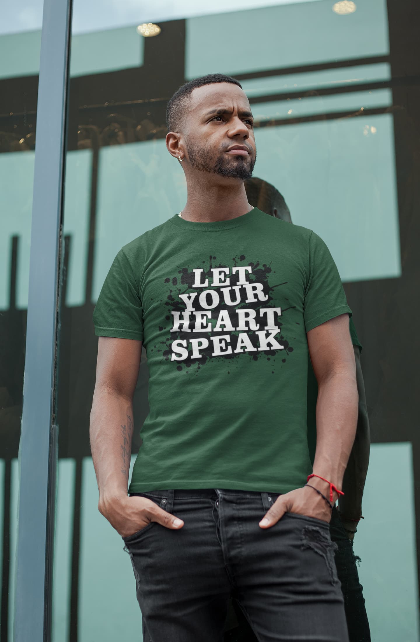 MENS OLIVE GREEN ROUNDNECK T-SHIRT