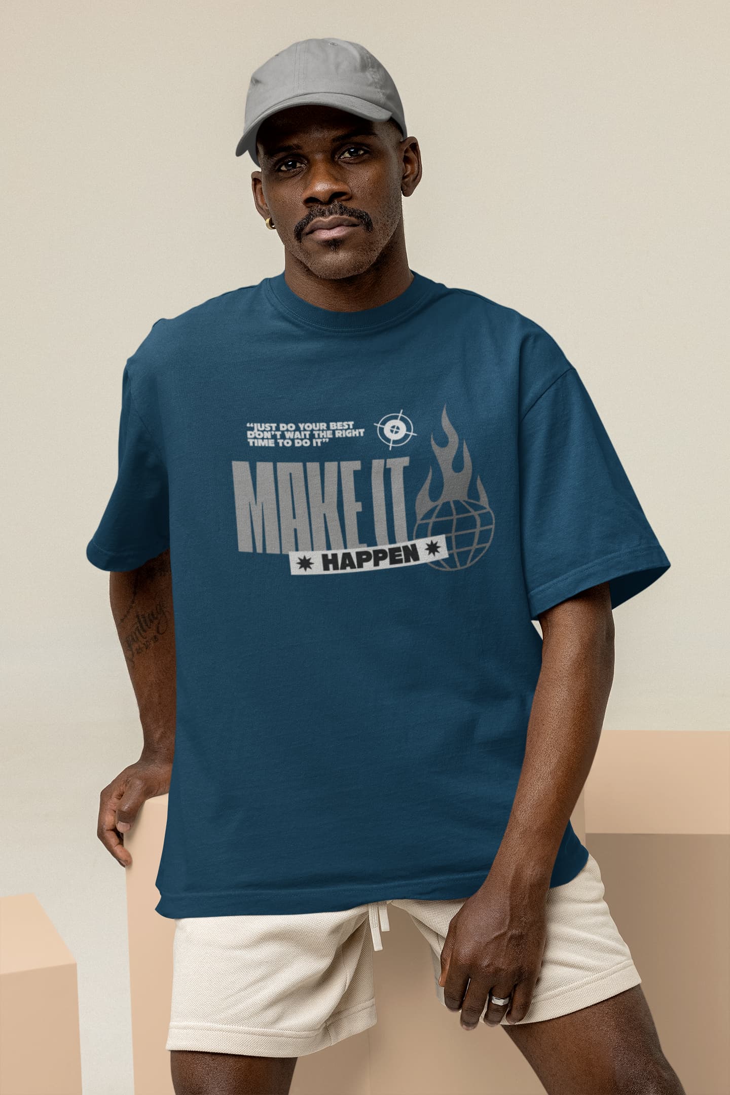 UNISEX NAVY BLUE OVERSIZED T-SHIRT