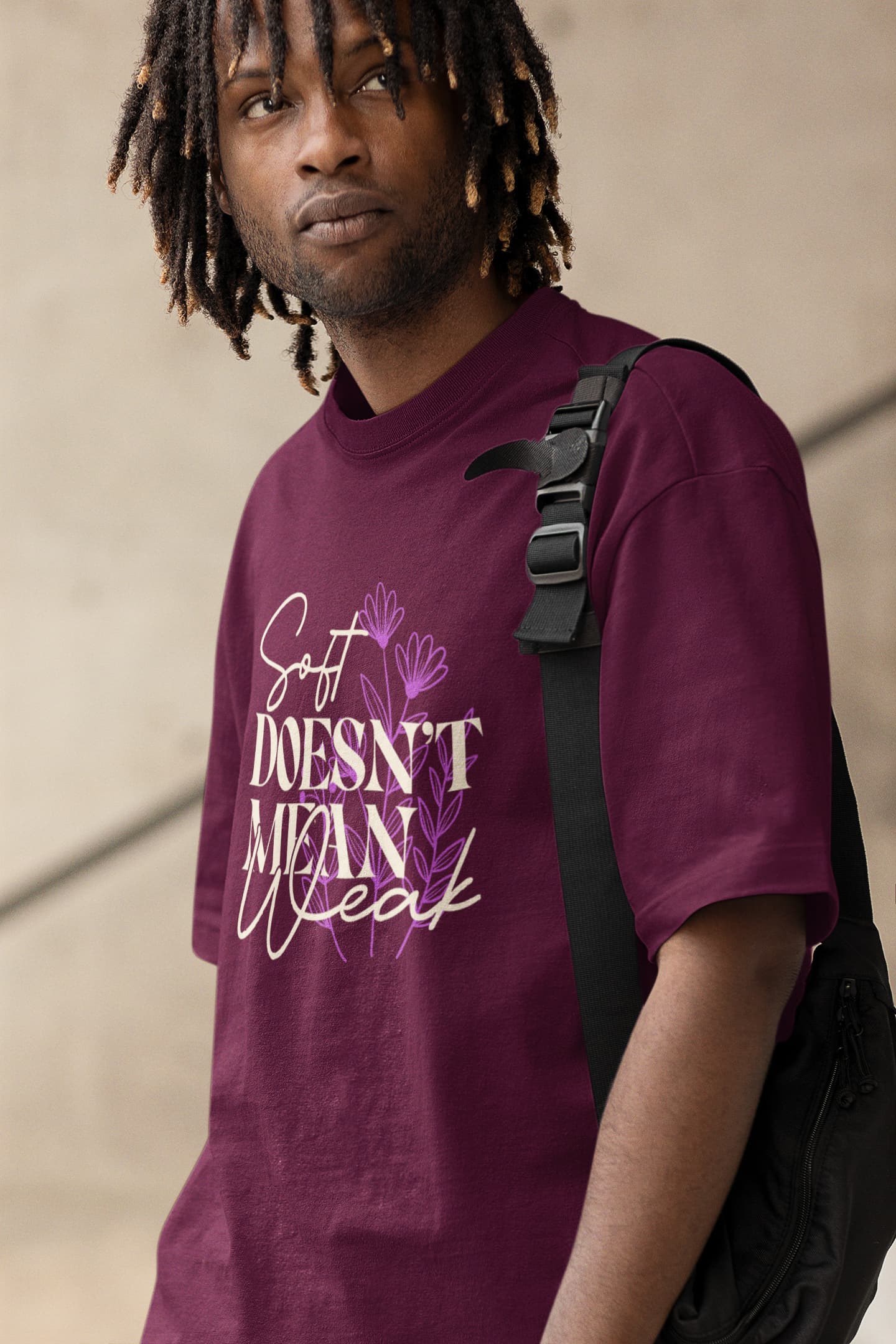 MENS BURGUNDY OVERSIZED T-SHIRT