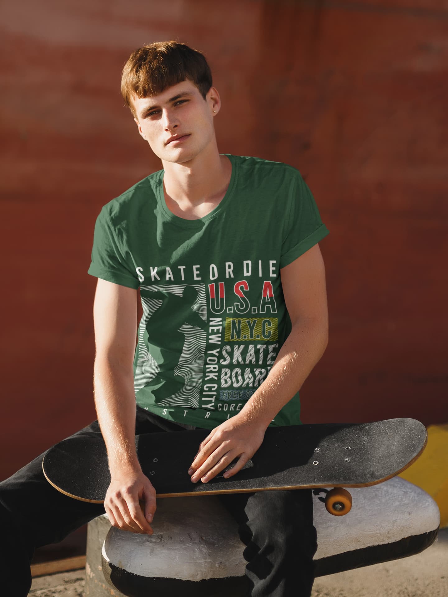 Men's Olive Green Round Neck T-shirts