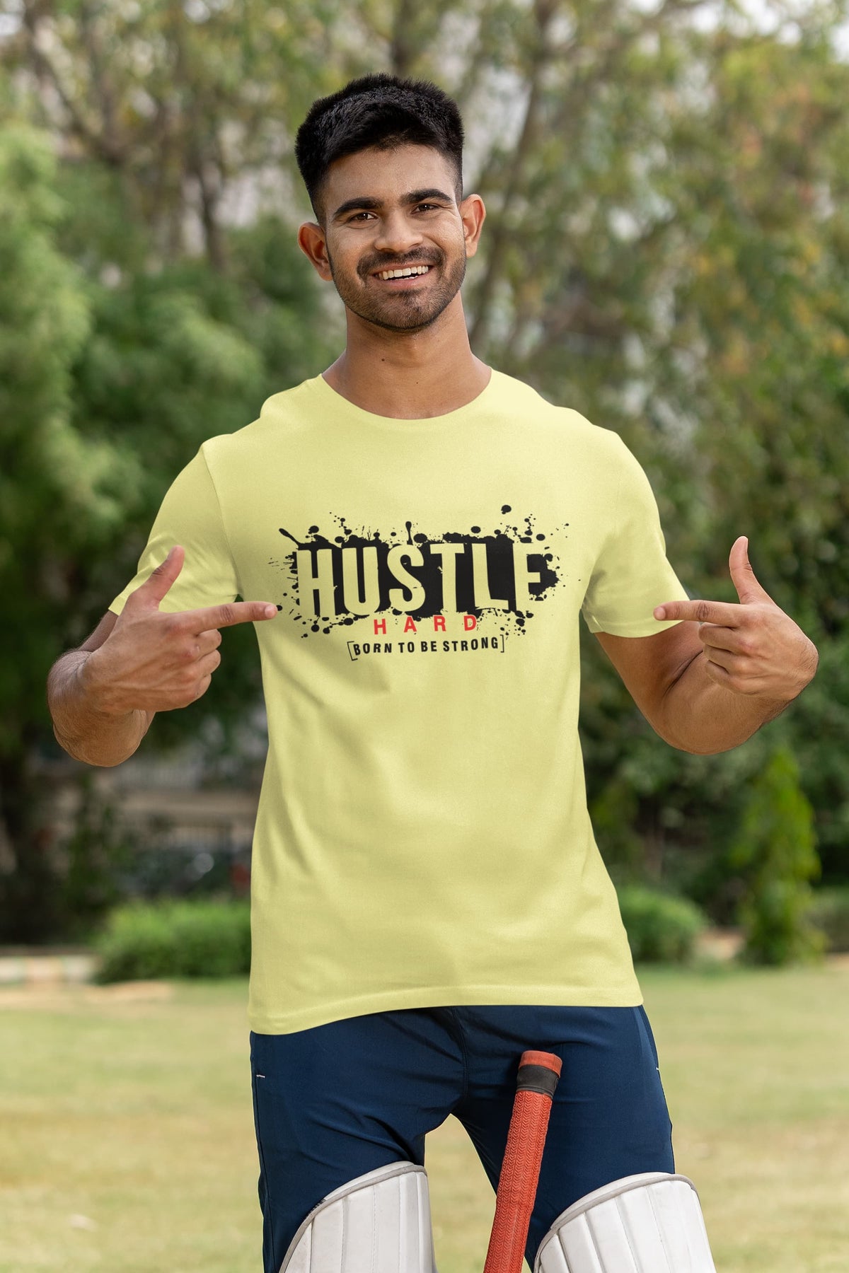 Men's Butter Yellow Round Neck T-shirt