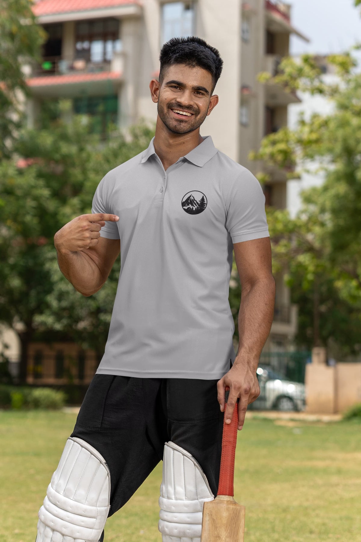 Men's Melange Grey Polo T-shirts
