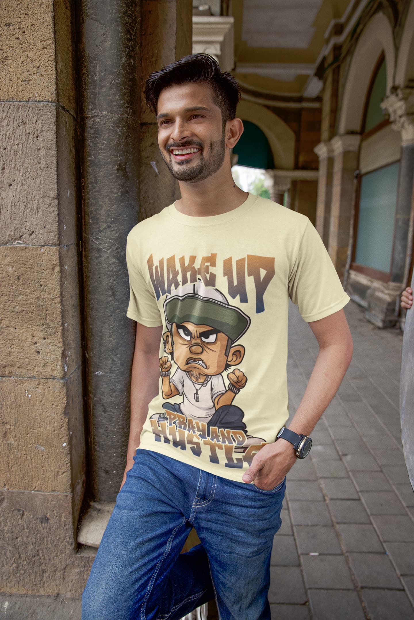 Men's Almond Round Neck T-shirts