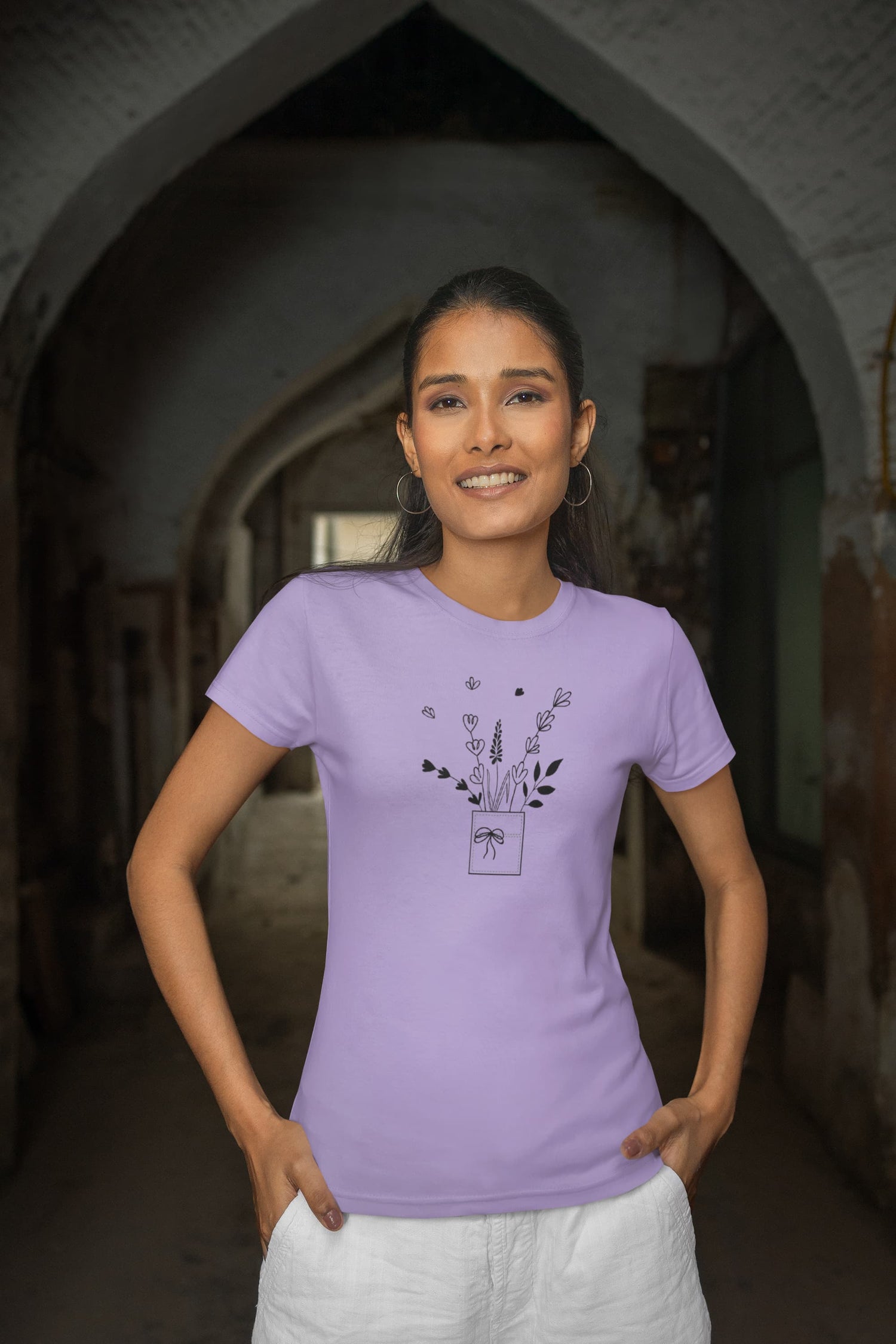WOMENS IRIS LAVENDER ROUNDNECK T-SHIRT