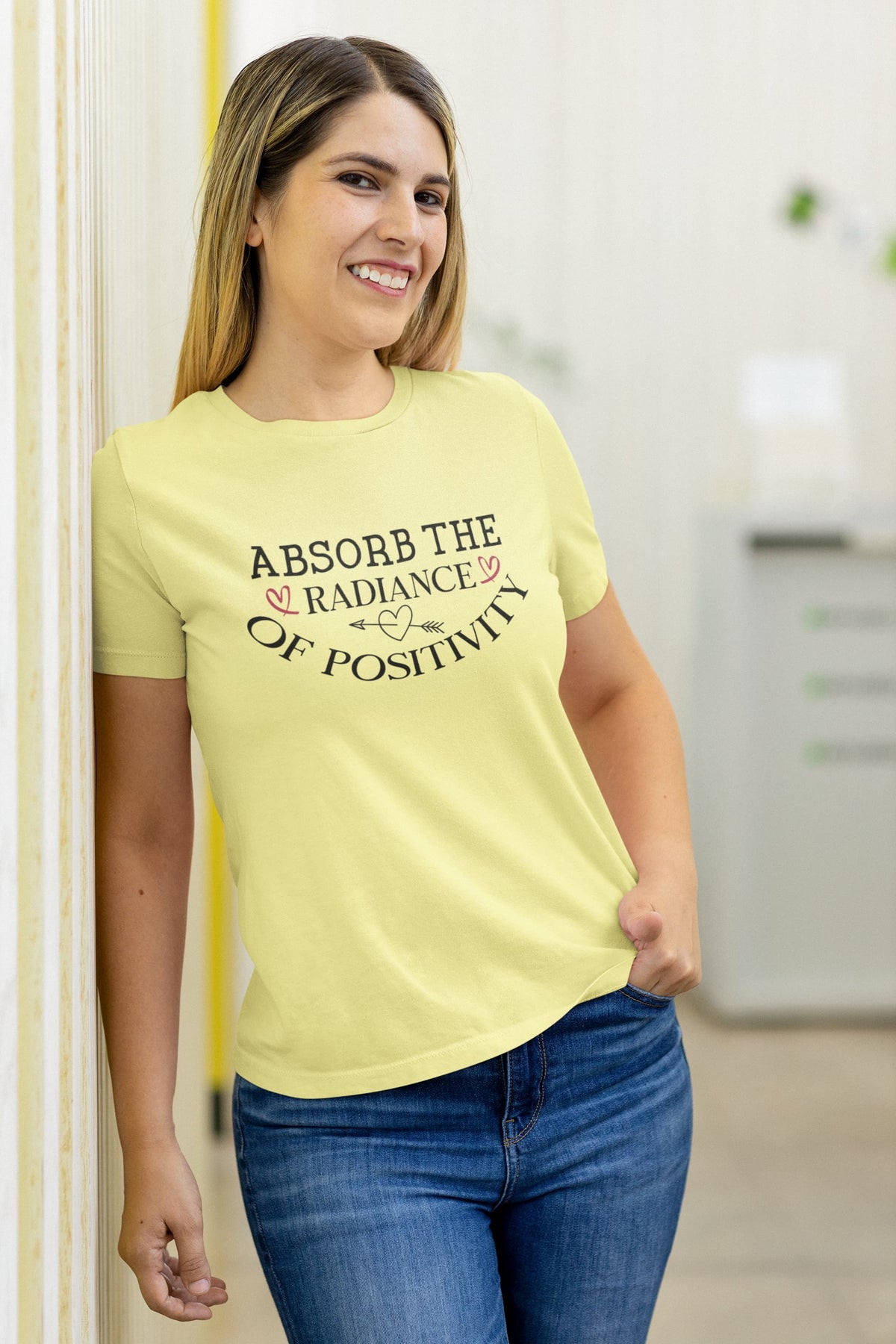 Karavirs® Radiance Butter Yellow graphic tee for women India