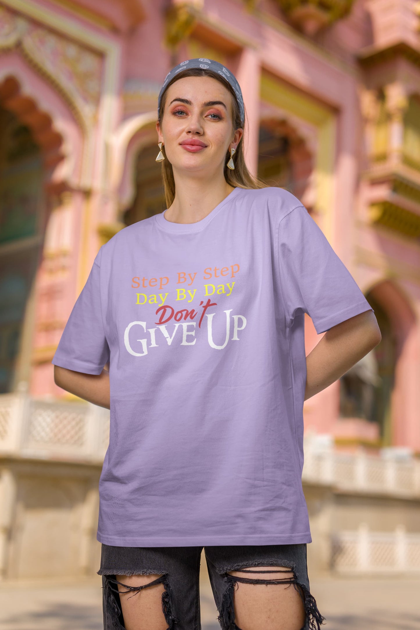 WOMENS IRIS LAVENDER OVERSIZED ROUNDNECK T-SHIRT