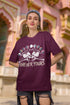 Women’s Burgundy Oversized Round Neck T-shirt