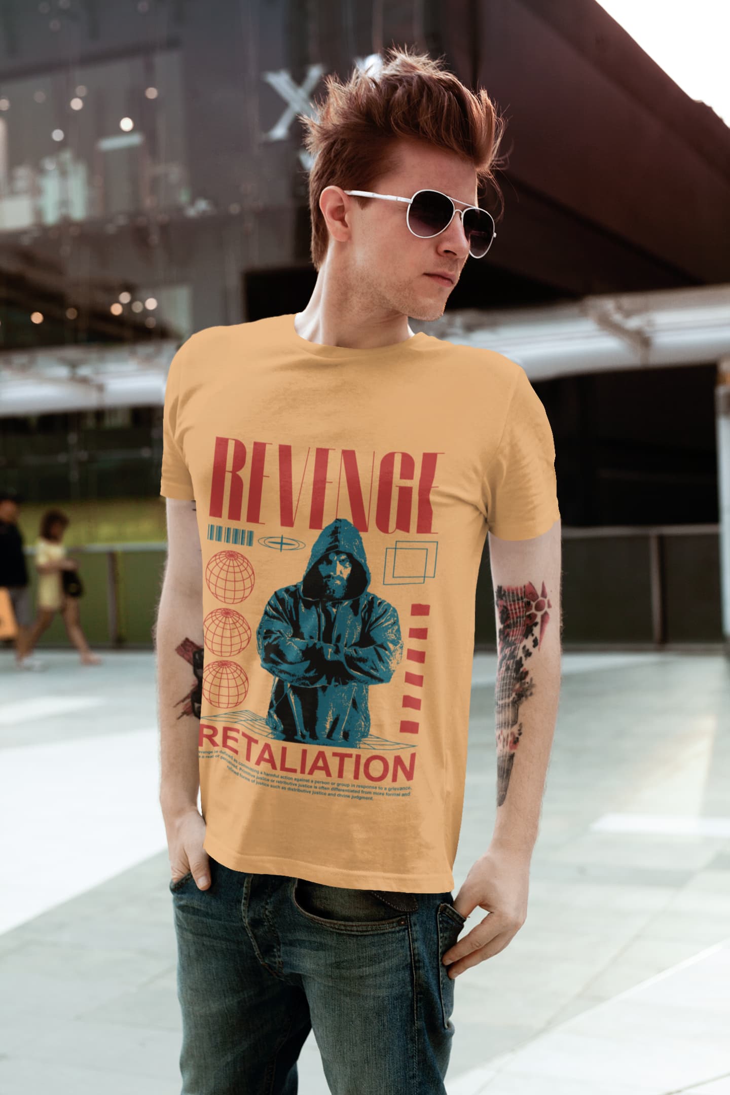 Men's Mustard Yellow Round Neck T-shirts