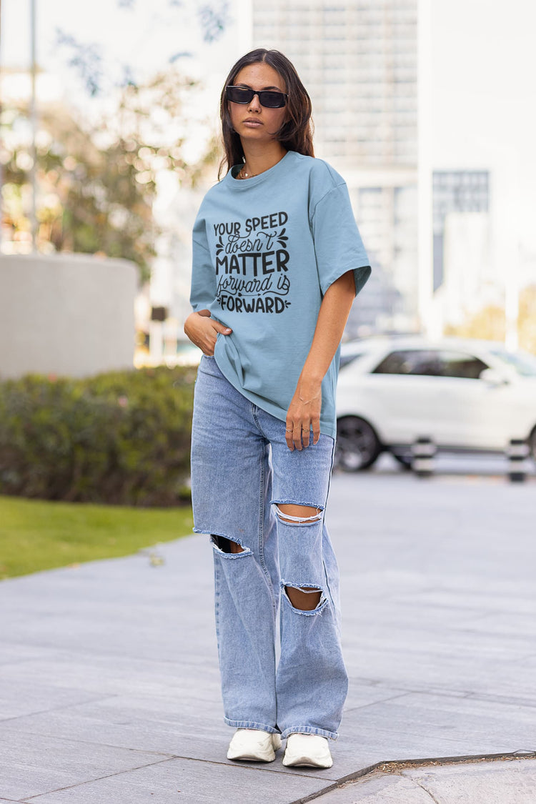 WOMENS BABY BLUE OVERSIZED T-SHIRT