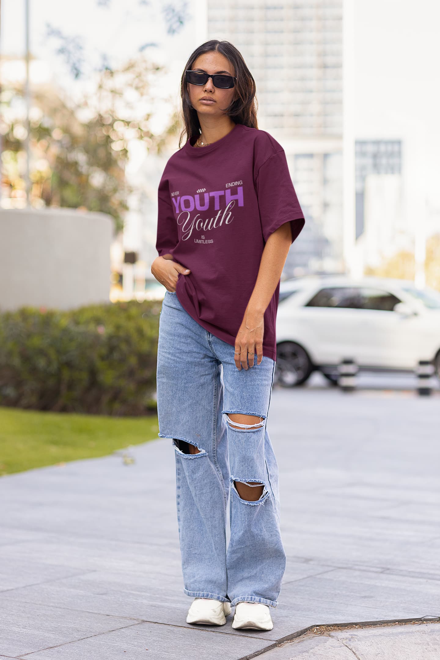 UNISEX BURGUNDY OVERSIZED T-SHIRT 
