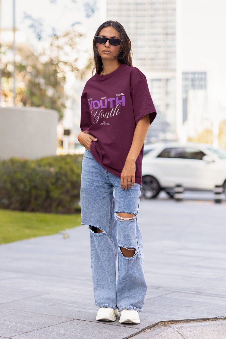 UNISEX BURGUNDY OVERSIZED T-SHIRT 