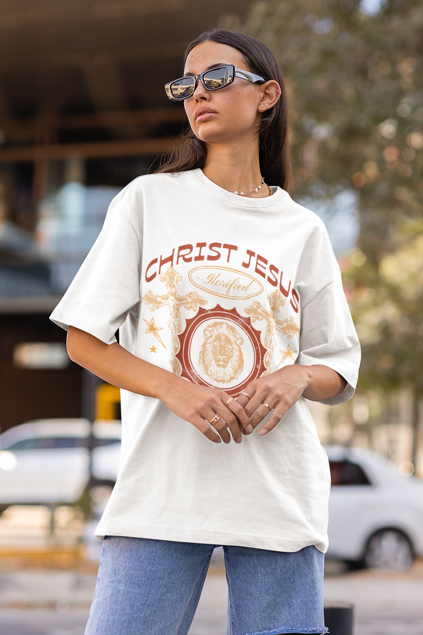 Men's White Oversized Round Neck T-shirts
