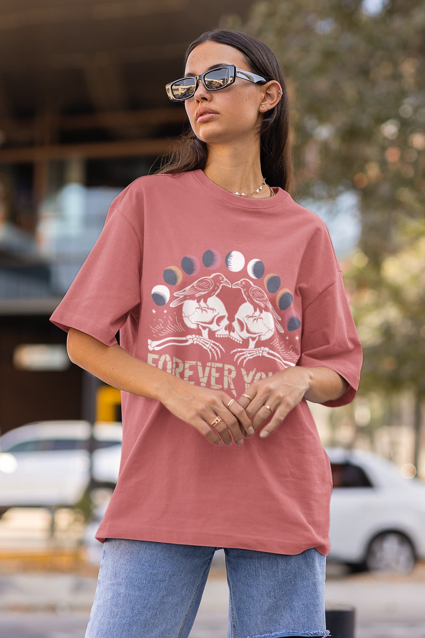 Women’s Dusty Rose Oversized Round Neck T-shirts