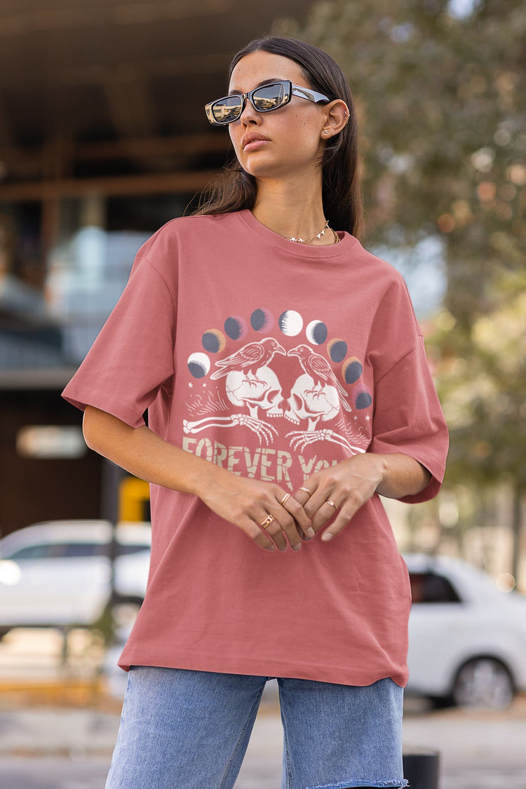 Women’s Dusty Rose Oversized Round Neck T-shirts