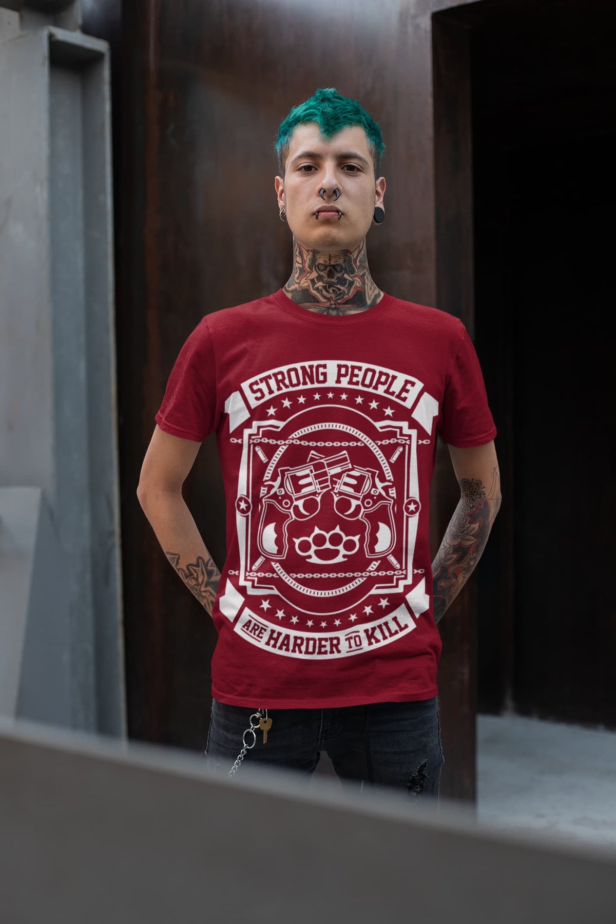 Men's Maroon Round Neck T-shirts