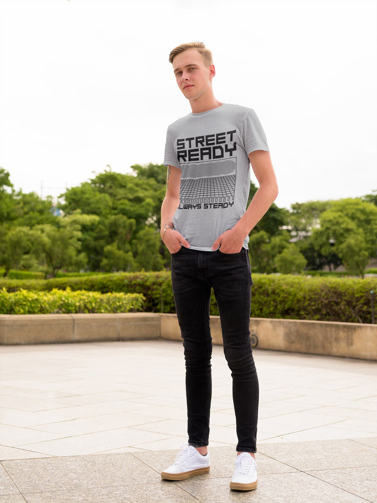 Men's Melange Grey Round Neck T-shirts