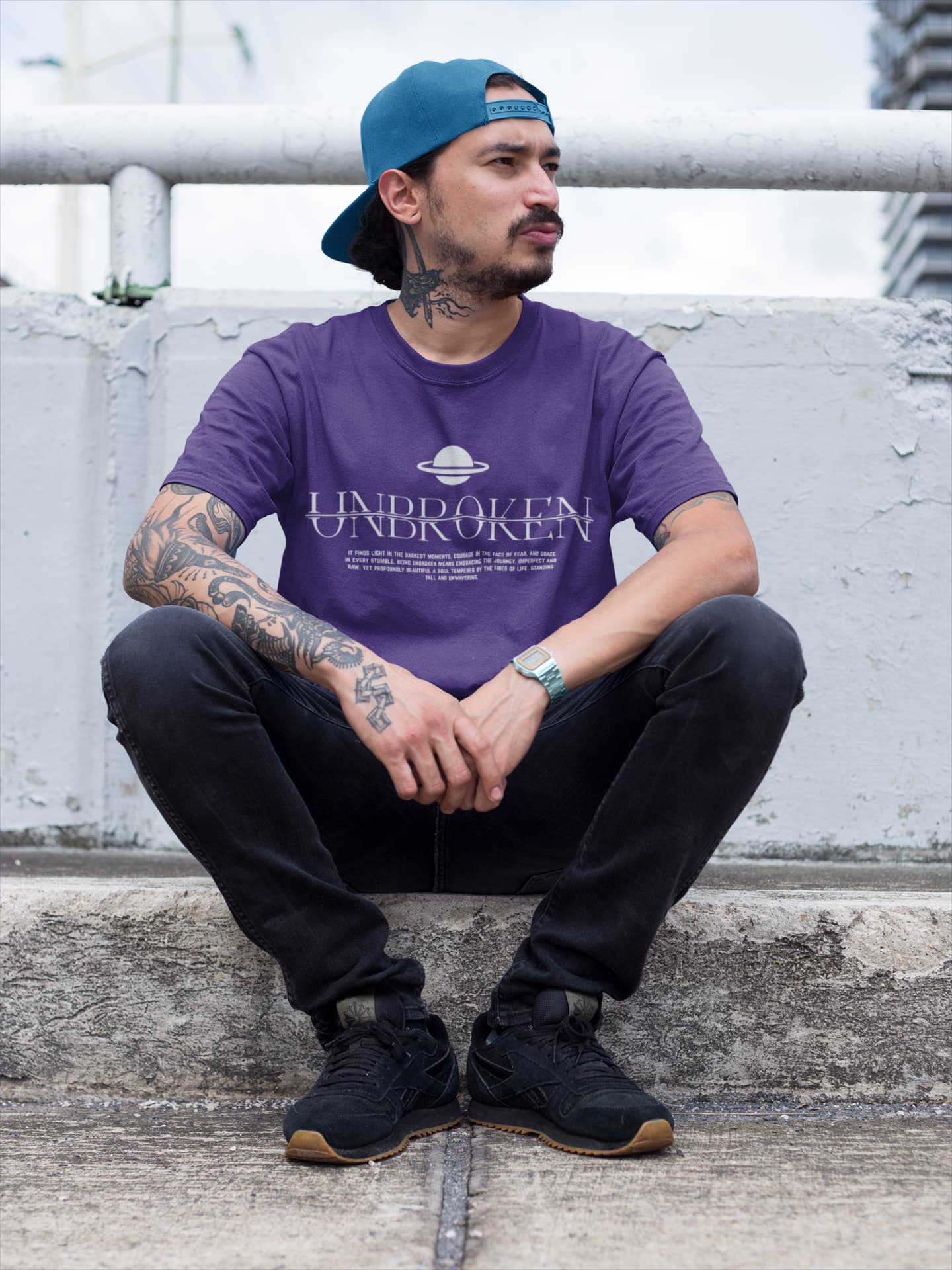 Men's Purple Round Neck T-shirts