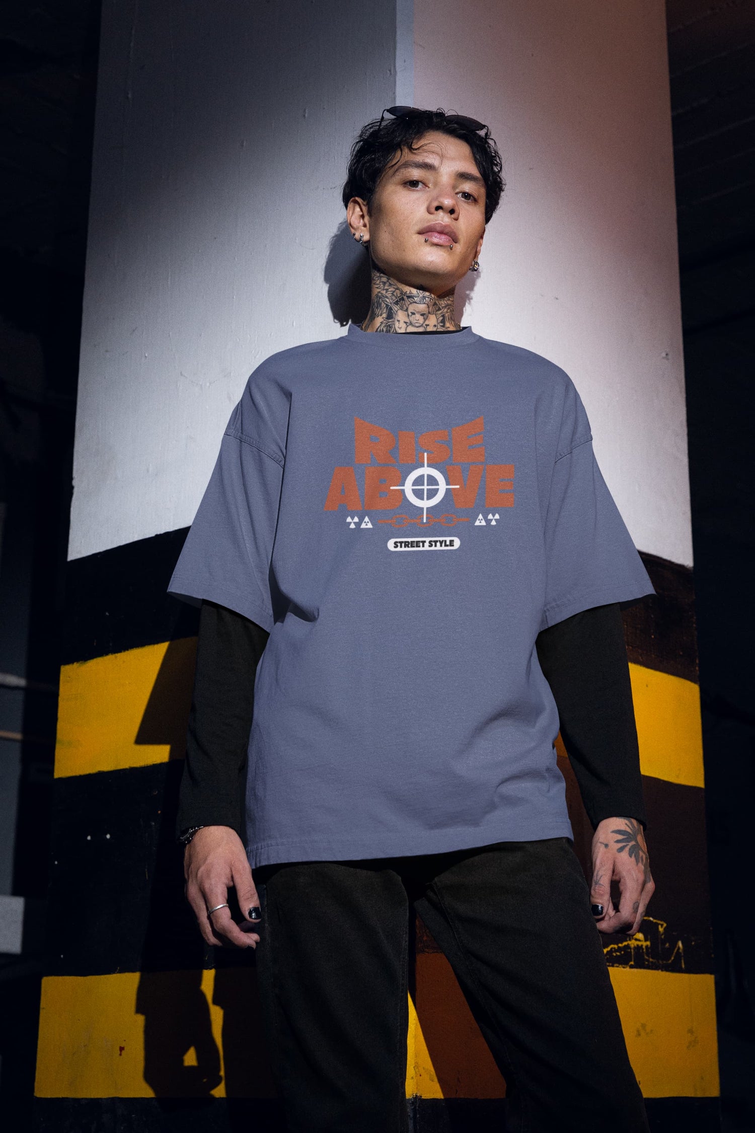 MENS STEEL GREY OVERSIZED T-SHIRT