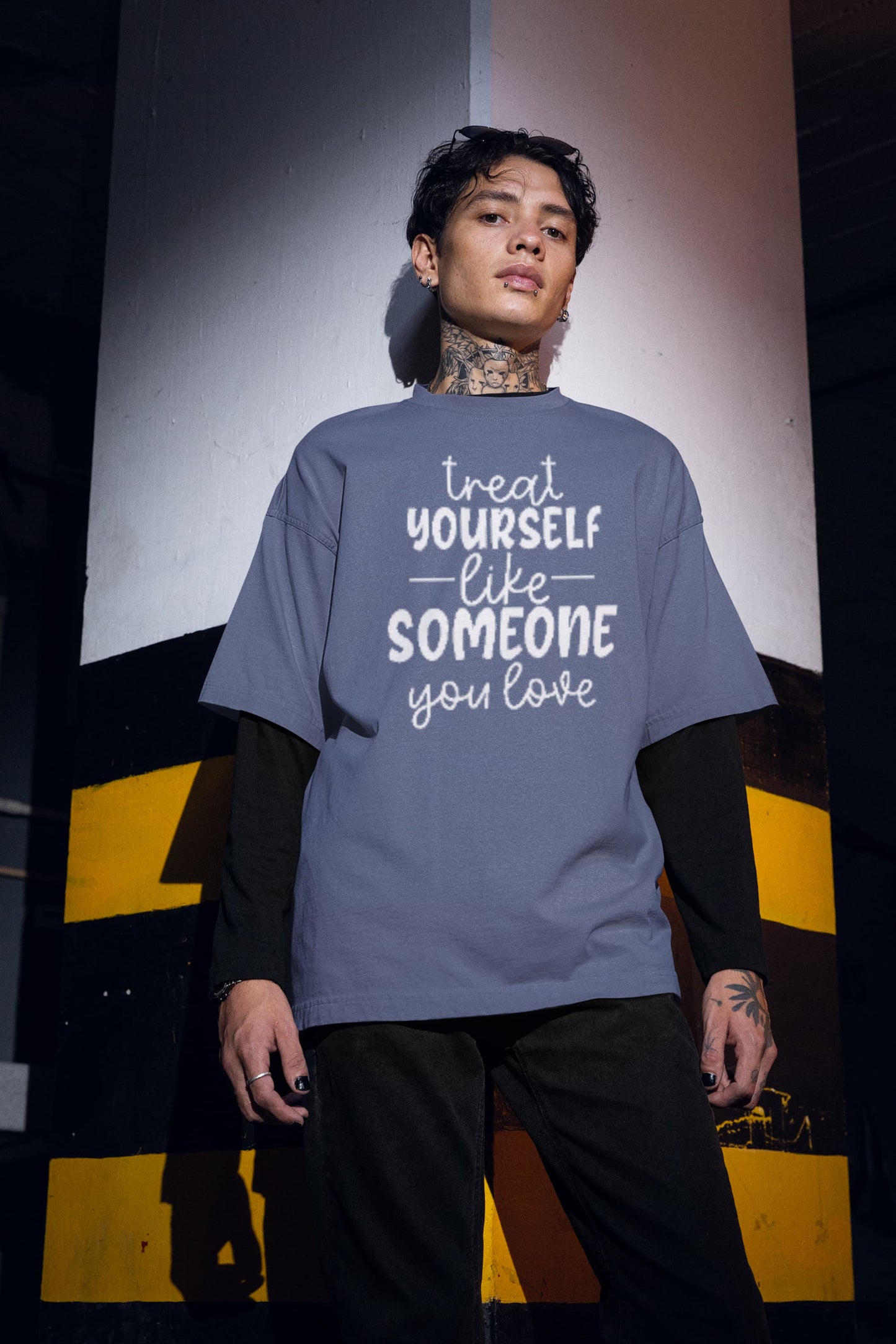 MENS STEEL GREY OVERSIZED T-SHIRT