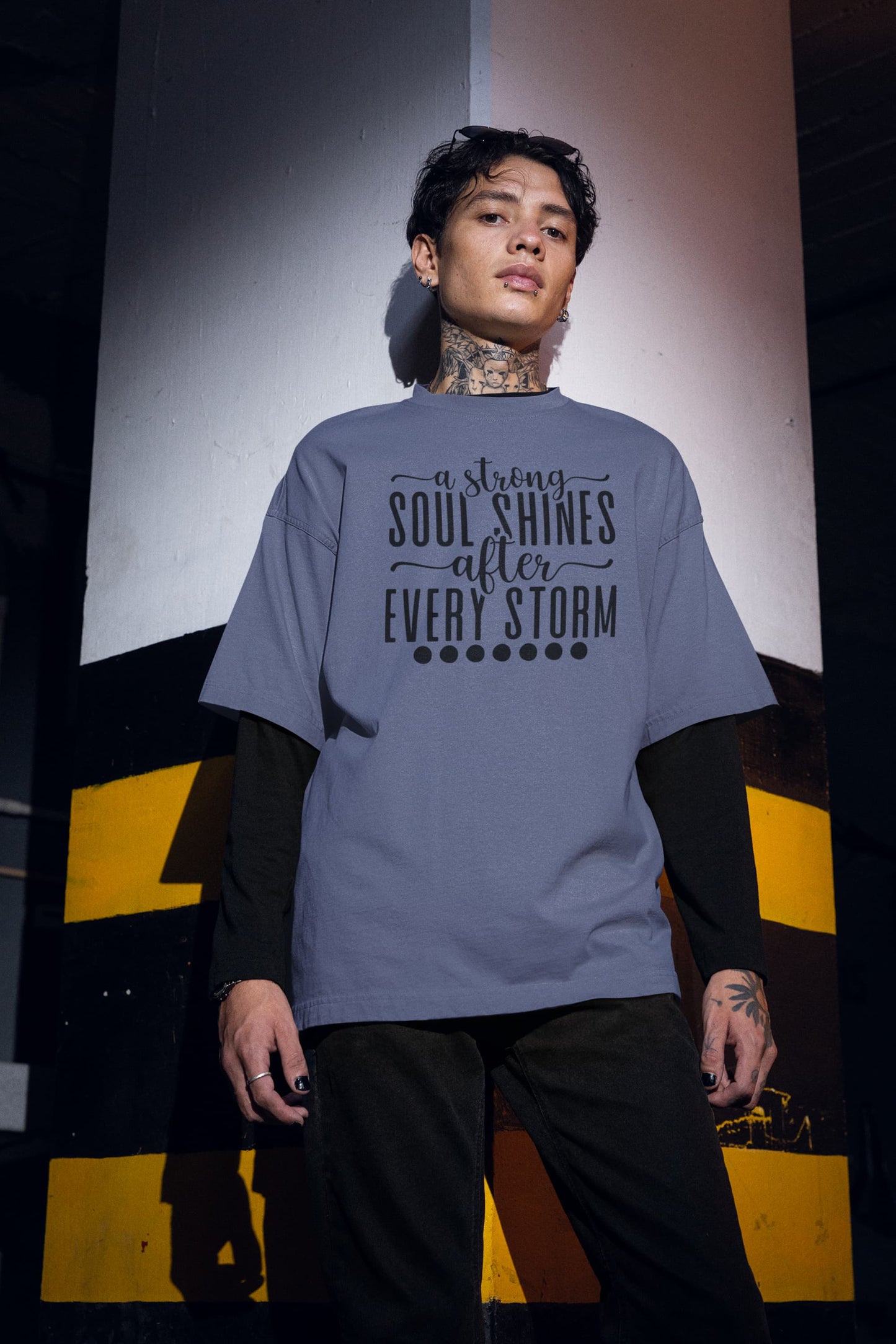 MENS STEEL GREY OVERSIZED T-SHIRT