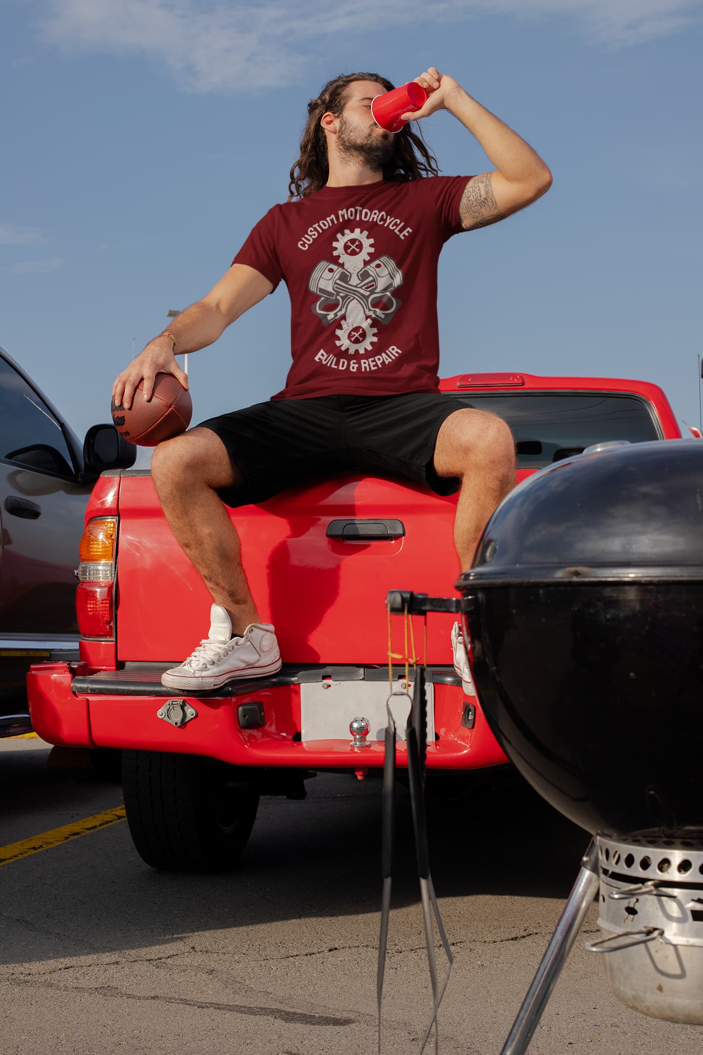 Men's Maroon Round Neck T-shirts