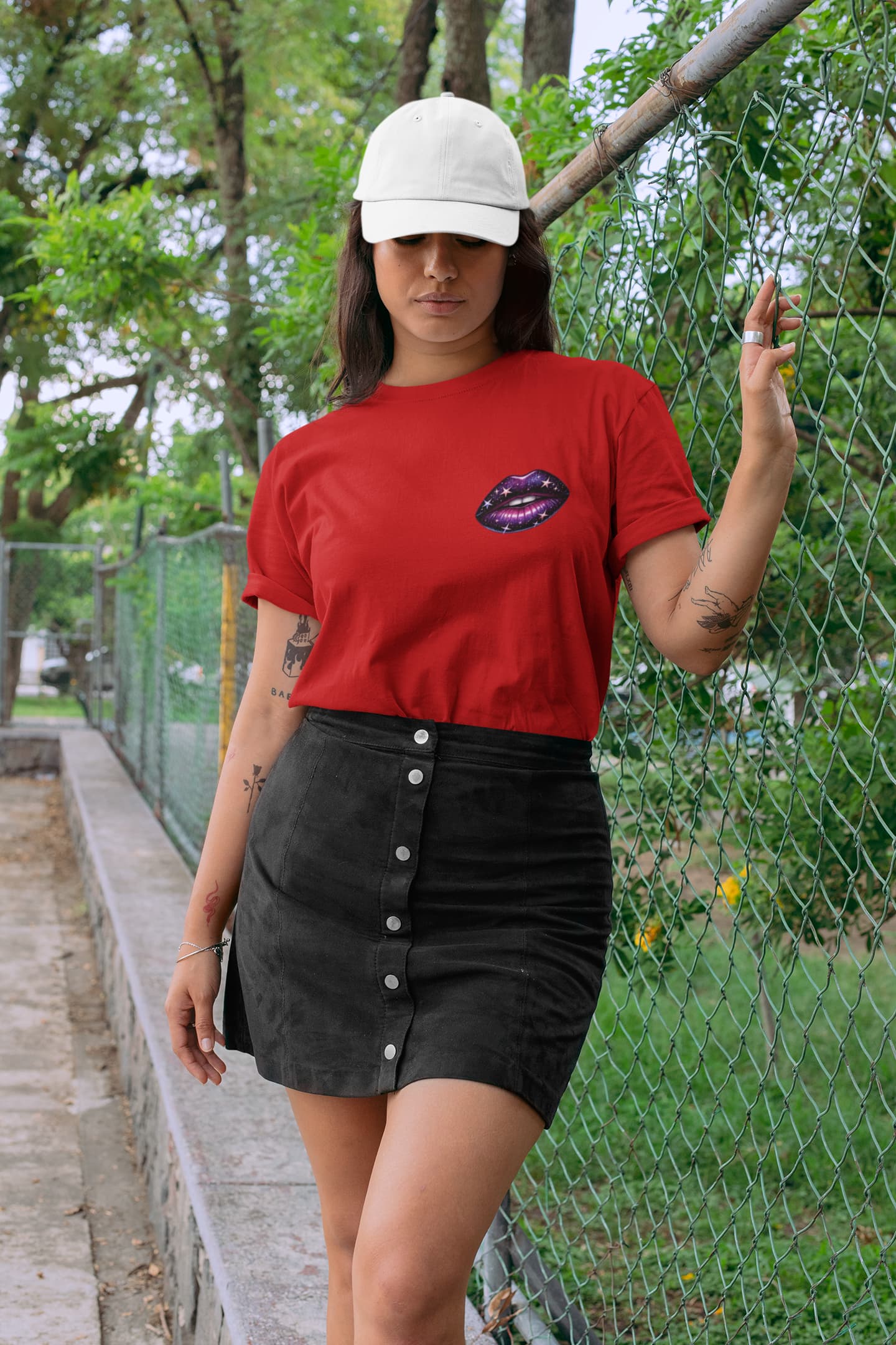 Women's Red Round Neck T-shirts