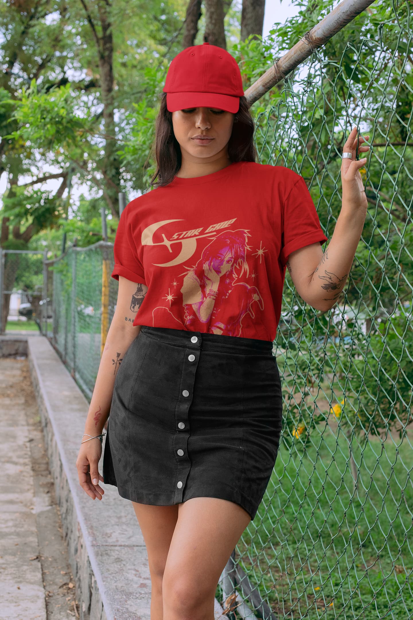 Women's Red Round Neck T-shirts