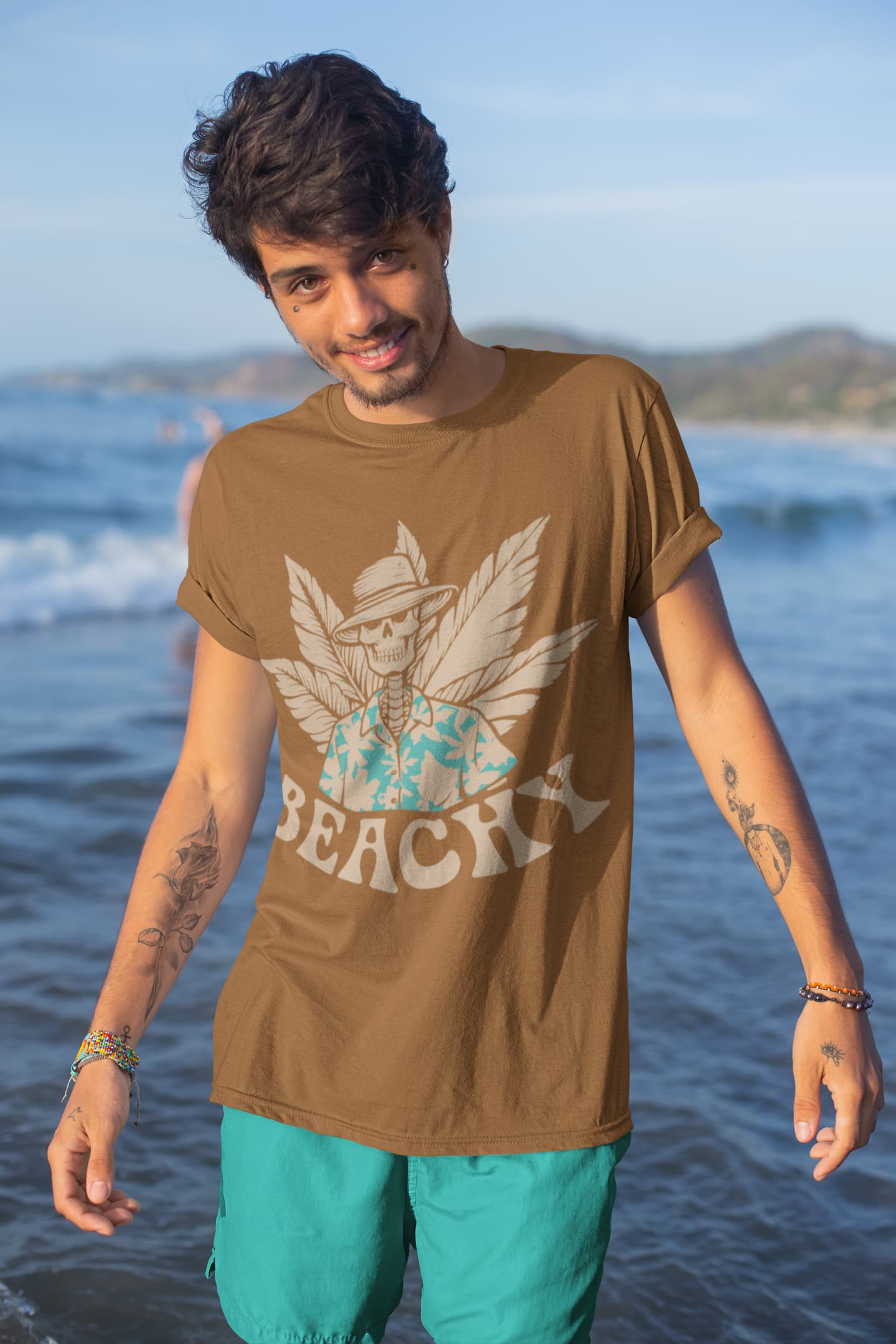 Men's Chocolate Brown Round Neck T-shirt