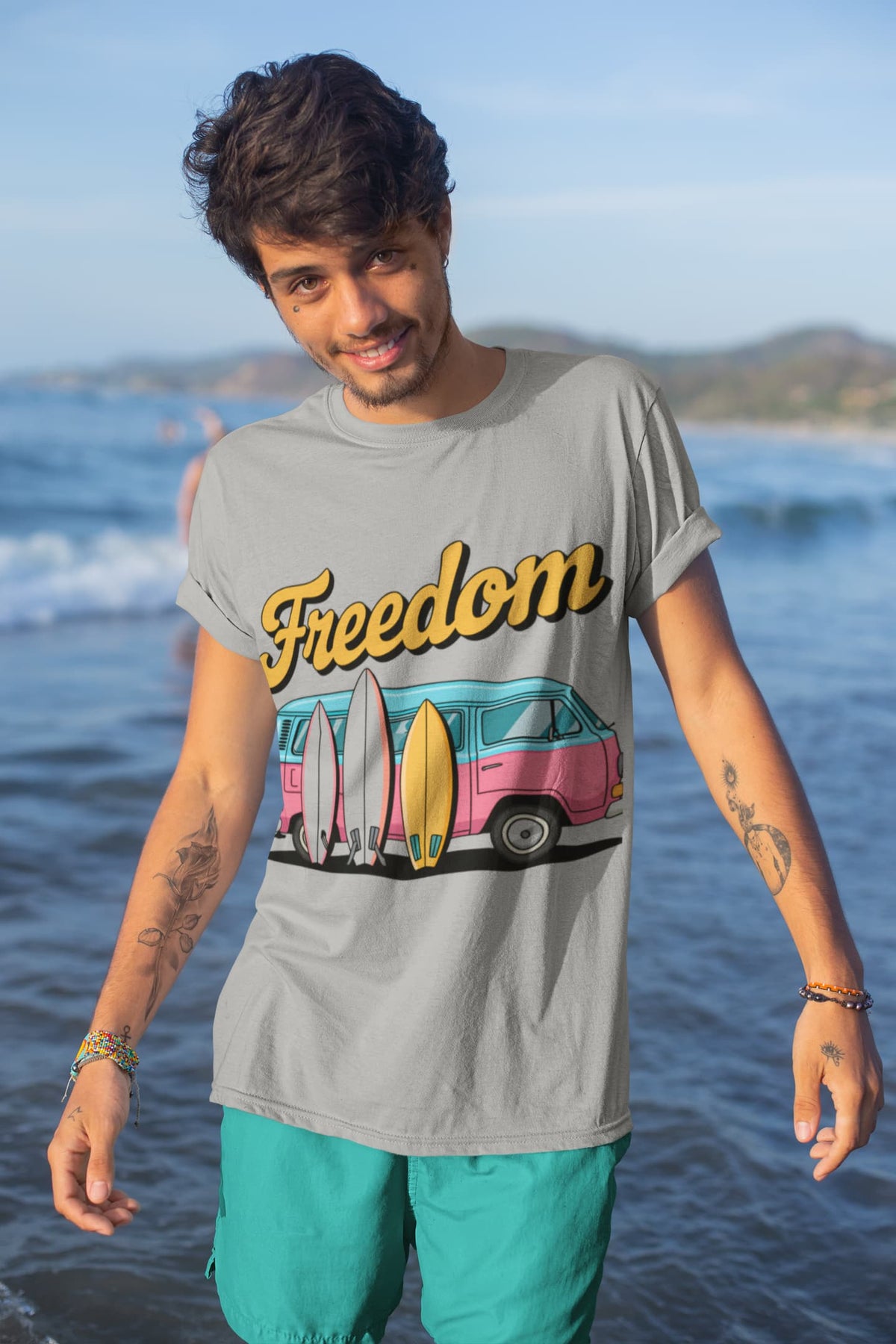 Karavirs® Independence Melange Grey graphic tee for men India