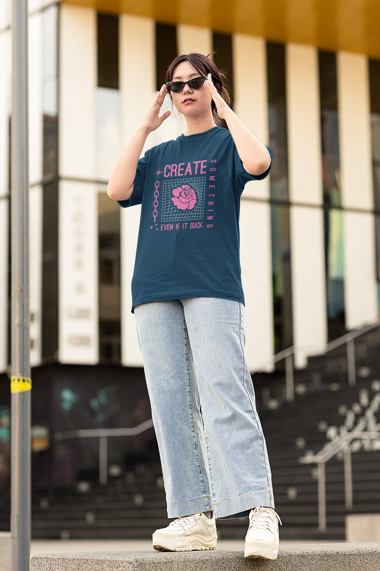 UNISEX NAVY BLUE OVERSIZED T-SHIRT