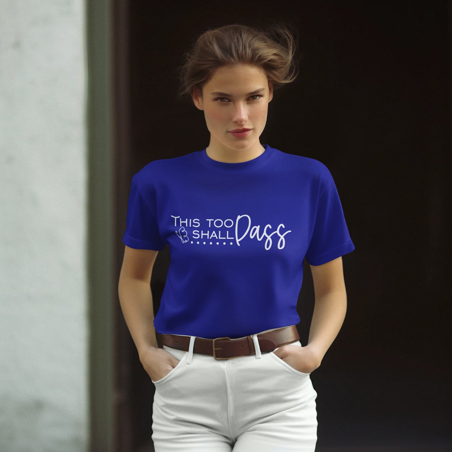 Women's Royal Blue Round Neck T-shirts