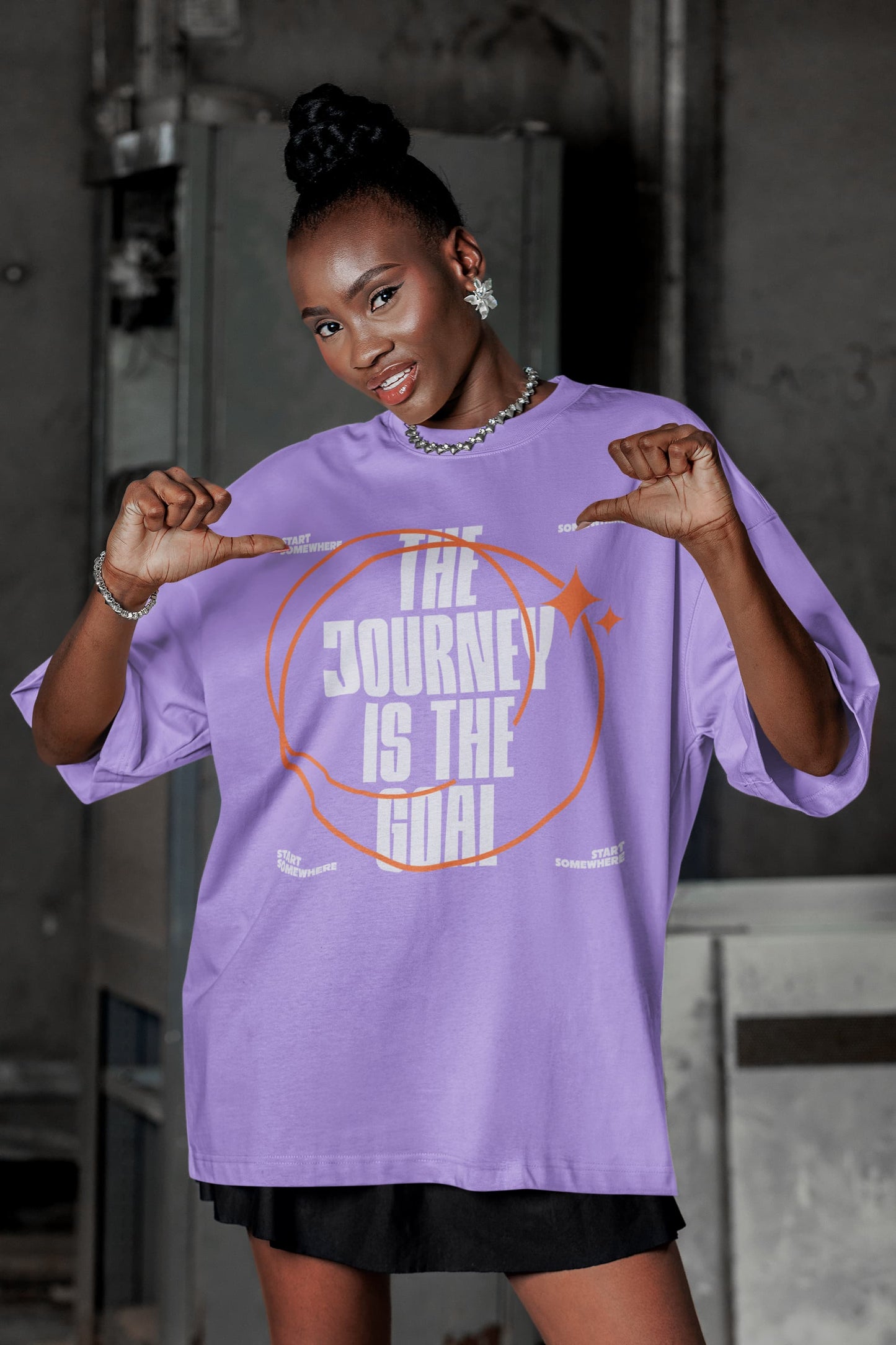 Men's Iris Lavender Oversized Round Neck T-shirts