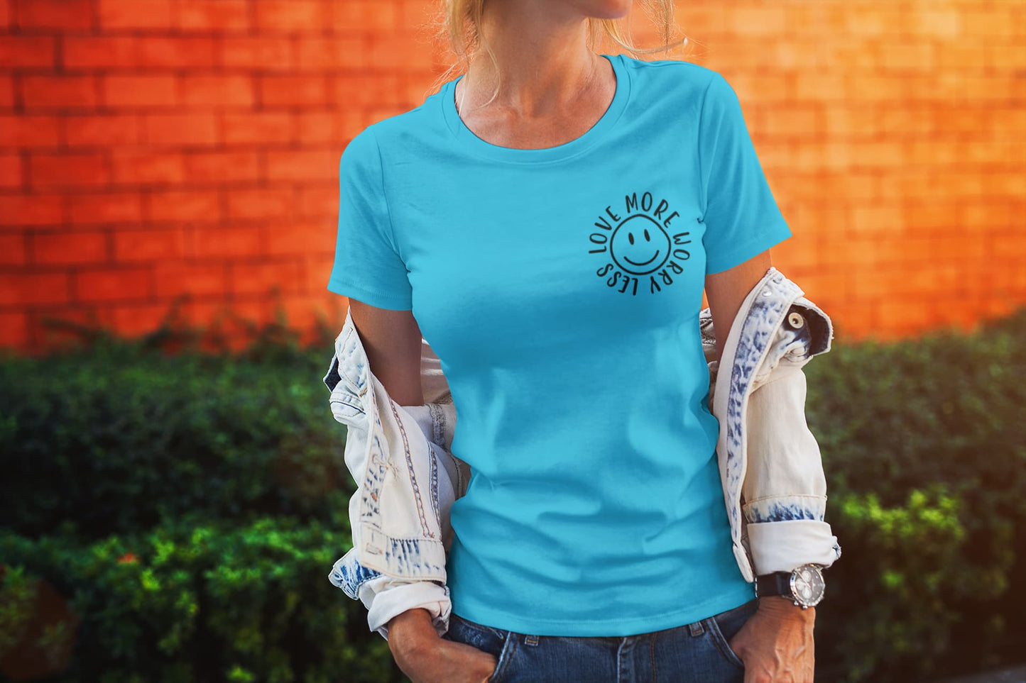 Women's Sky Blue Round Neck T-shirts