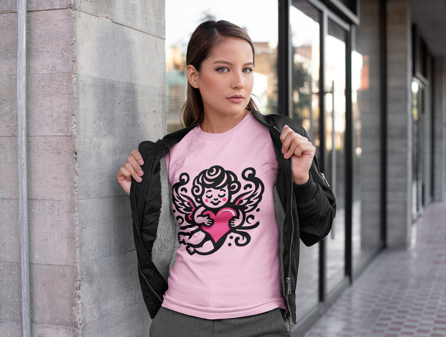 Women's Light Pink Round Neck T-shirts