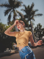 Women's Mustard Yellow Crop Tops