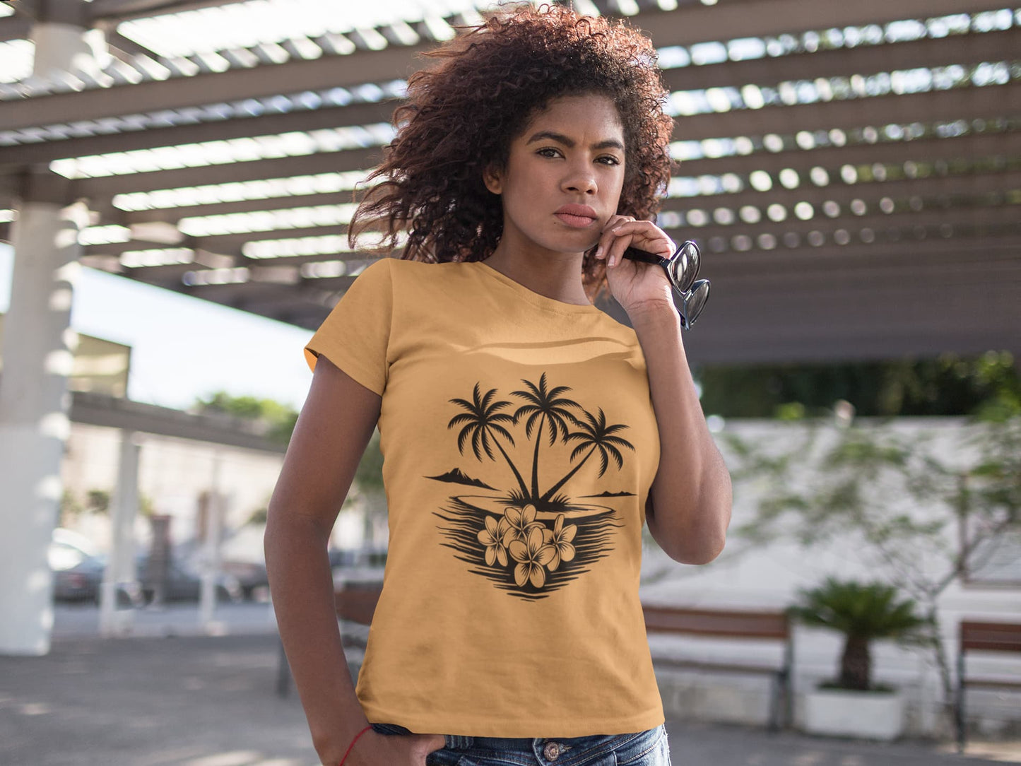 Women's Mustard Yellow Round Neck T-shirts