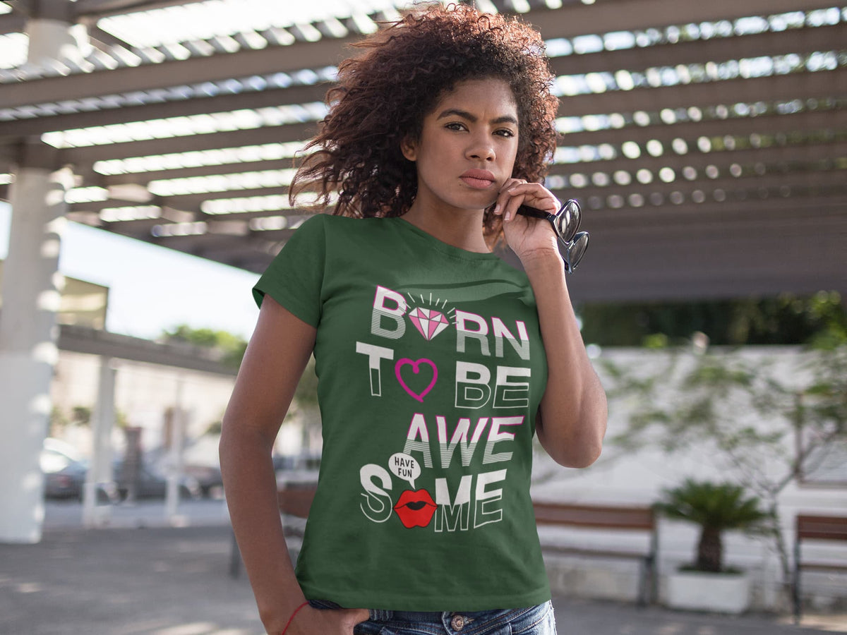 Karavirs® Awesome Olive Green graphic tee for women India