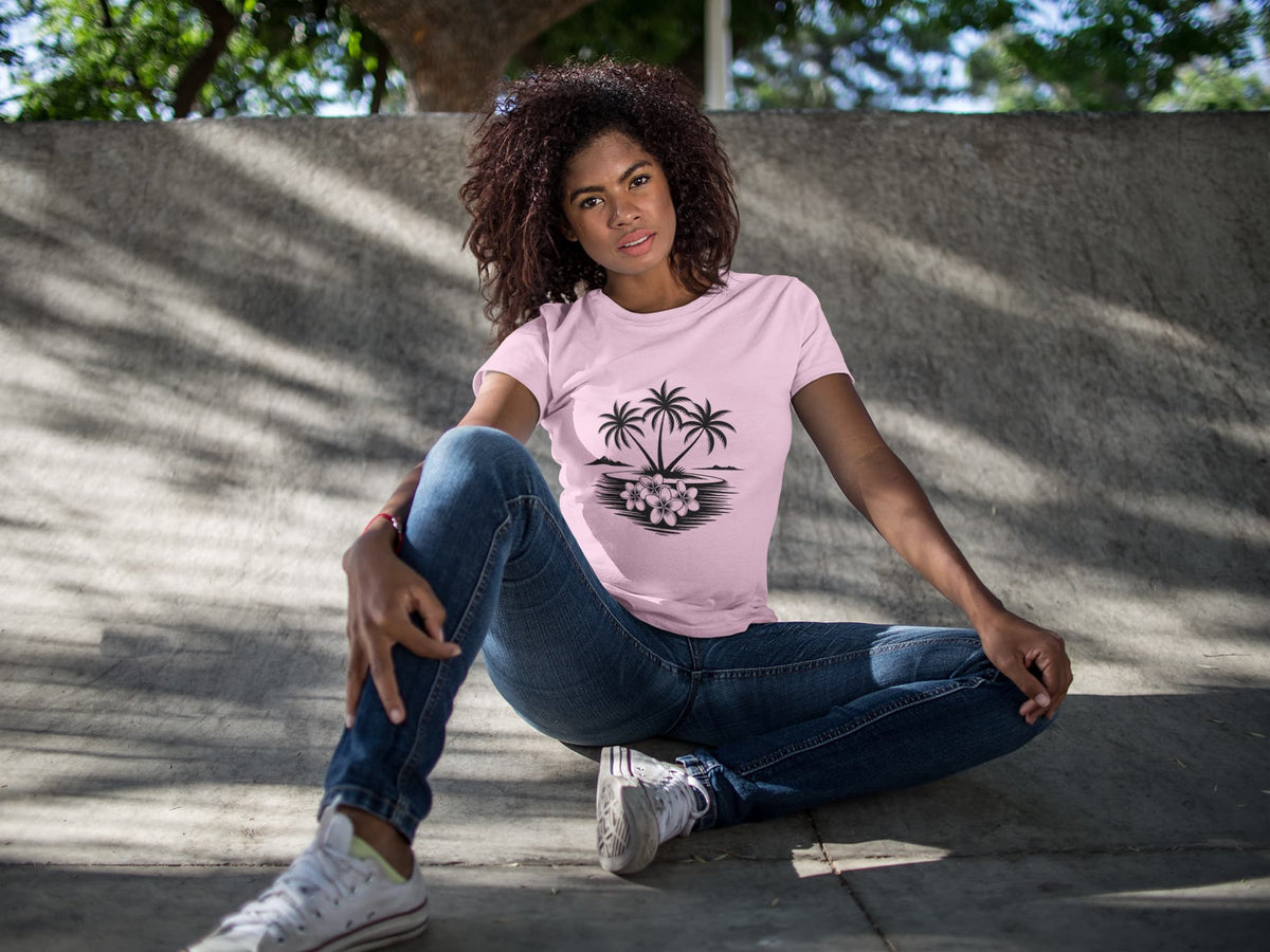 Women's Light Pink Round Neck T-shirts