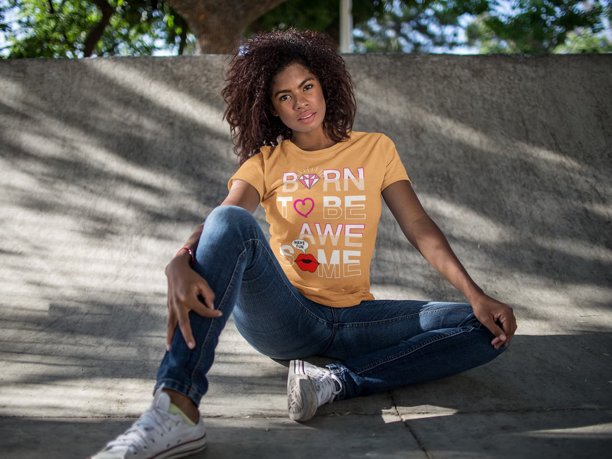 Karavirs® Awesome Mustard Yellow graphic tee for women India
