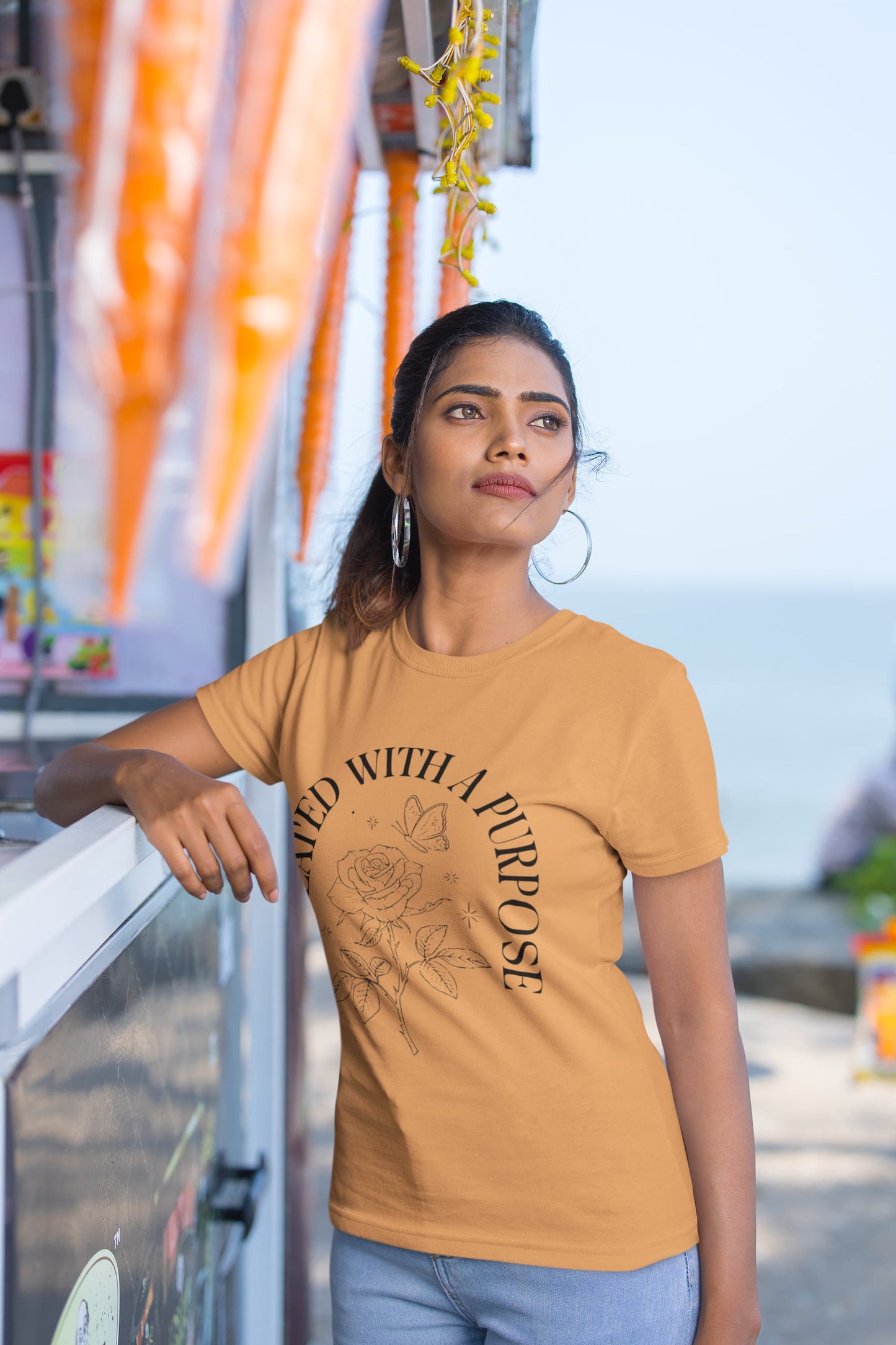 Women's Mustard Yellow Round Neck T-shirt