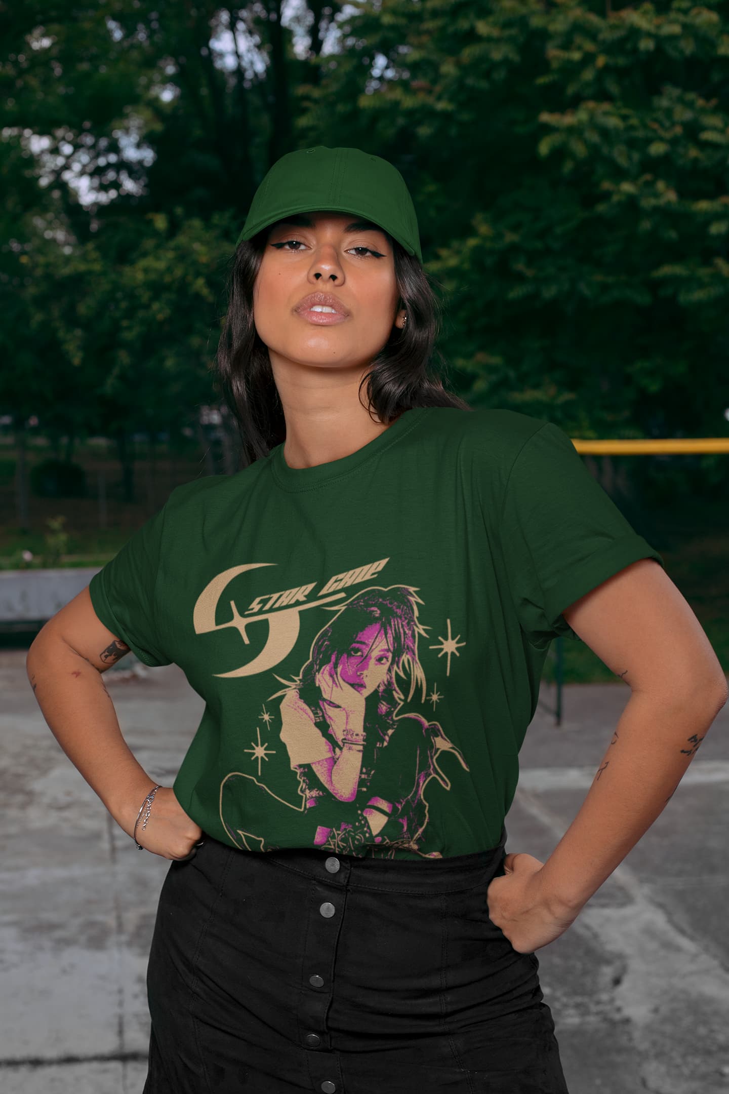 Women's Olive Green Round Neck T-shirts