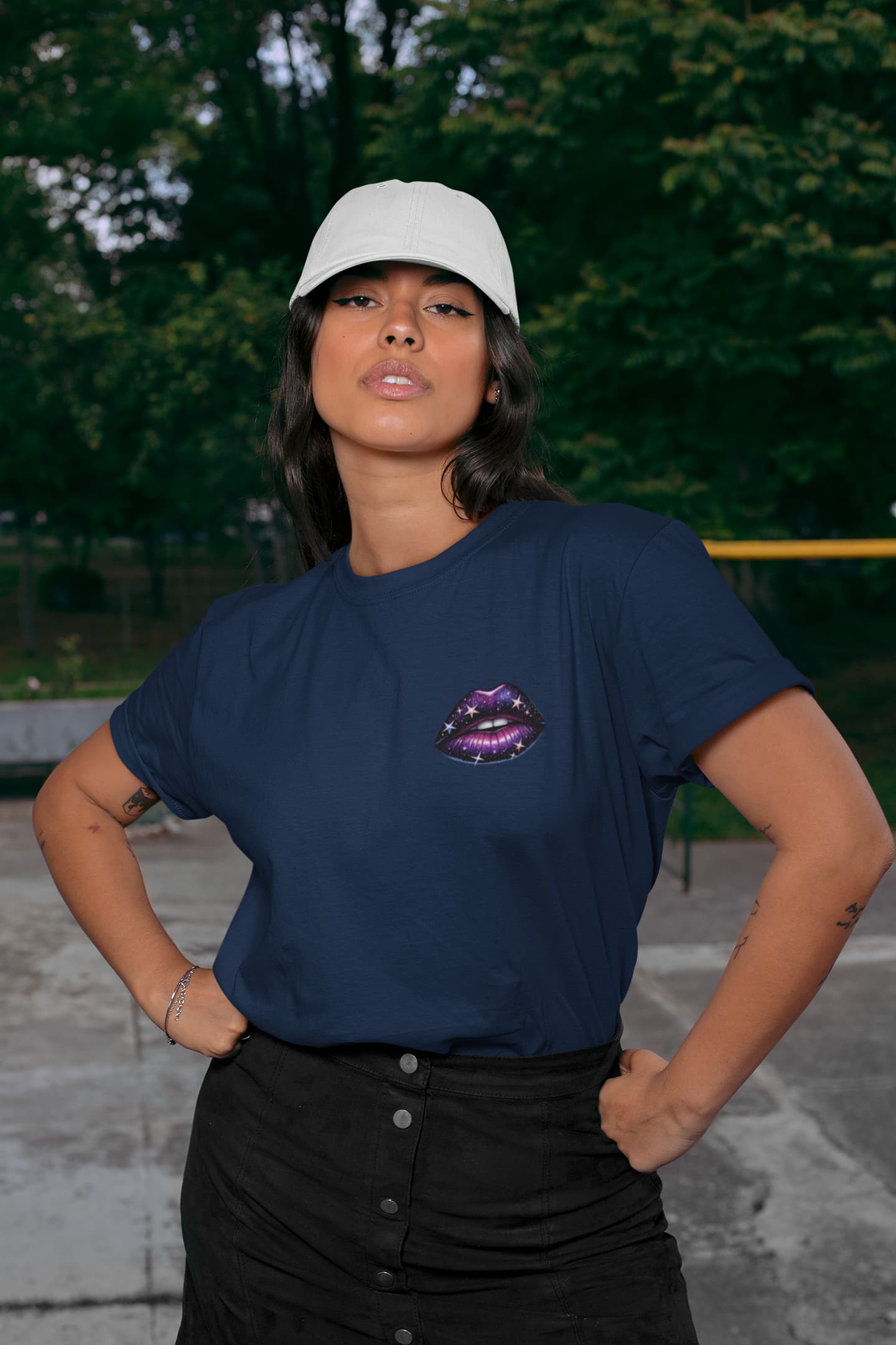 Women's Navy Blue Round Neck T-shirts