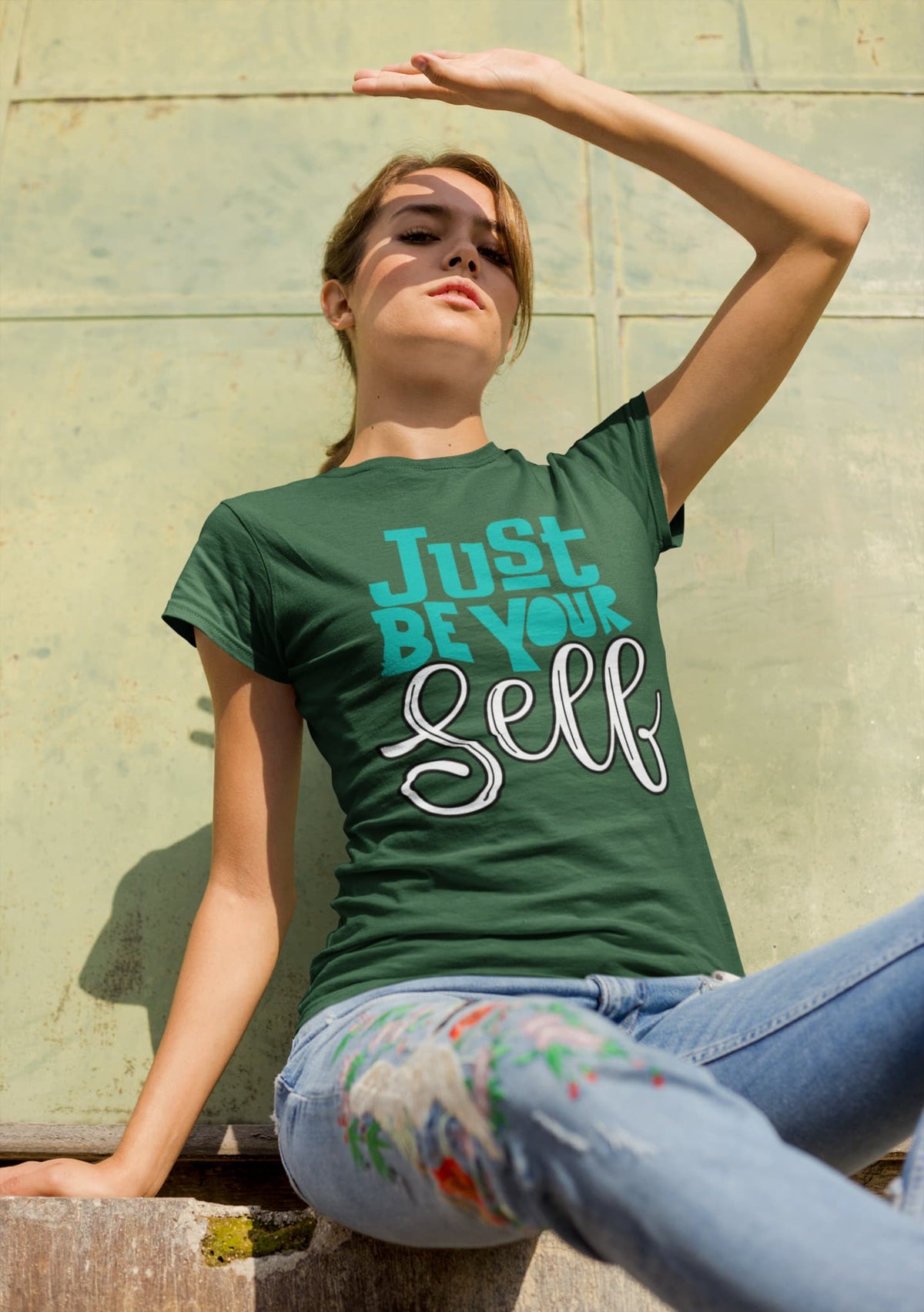 Karavirs® Authentic Olive Green graphic tee for women India